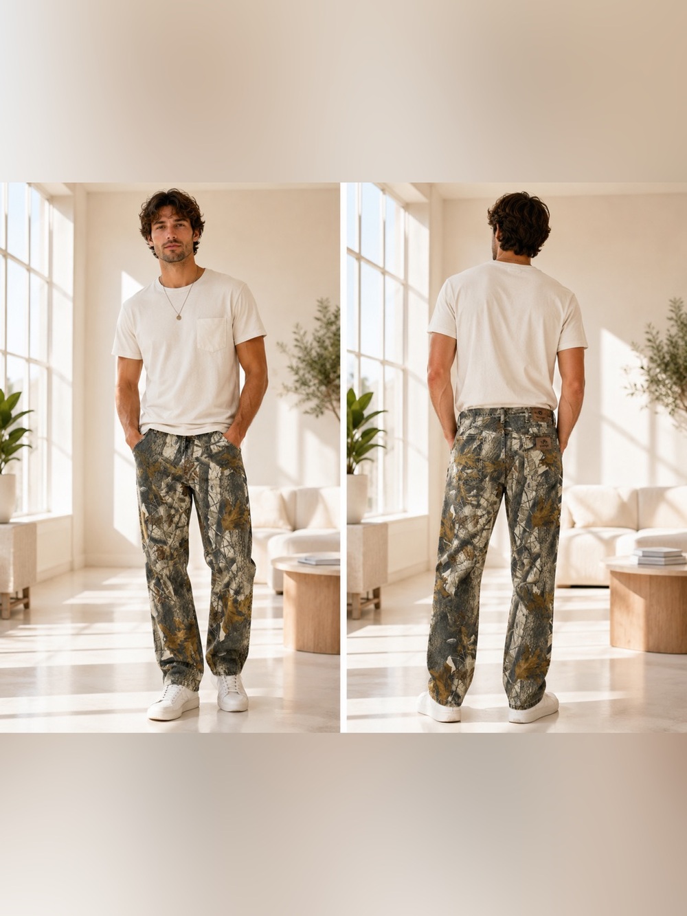 Wrangler Men's Olive & Gray Vintage Camouflage Cargo Pants size 42 GUC